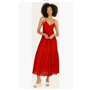 Super Natural by Secret Mission’s Daniella Red Cottage Midi Eyelet Hem Dress M